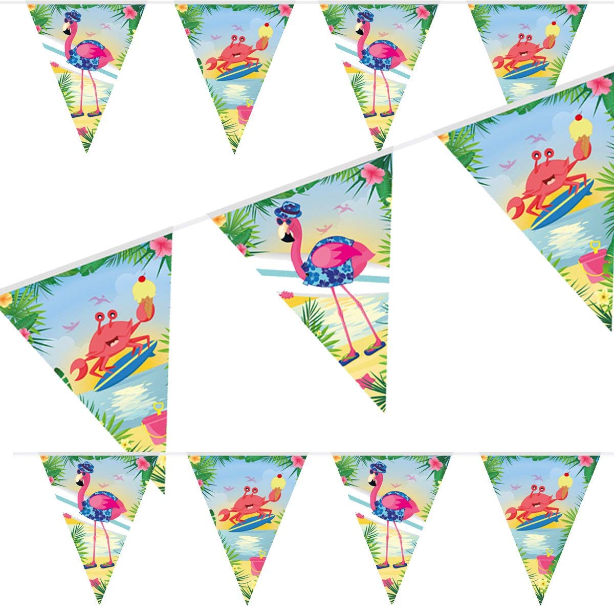 Folat- Guirnalda del empavesado de flamencos-10 m, Multicolor, Costumes (65347