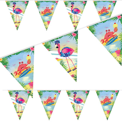 Folat- Guirnalda del empavesado de flamencos-10 m, Multicolor, Costumes (65347