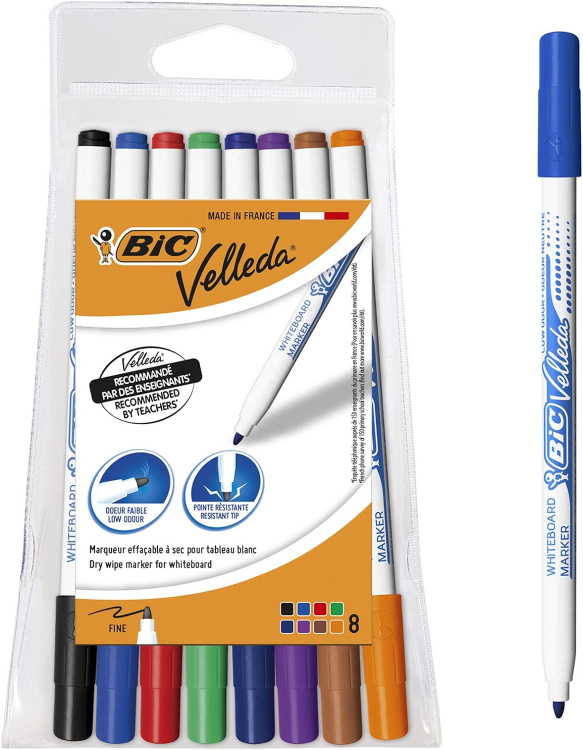 Q-Connect 400x300mm Wooden Frame Whiteboard &BIC Velleda 1721 Whiteboard Pens - Assorted Colours, Pouch of 8