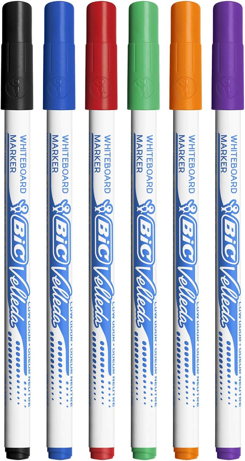 Q-Connect 400x300mm Wooden Frame Whiteboard &BIC Velleda 1721 Whiteboard Pens - Assorted Colours, Pouch of 8