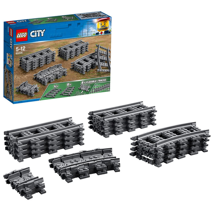 LEGO 60205 City Schienen, 20 Stück, Erweiterungsset für Kinder, Jungen und Mädchen, Spielzeug Set