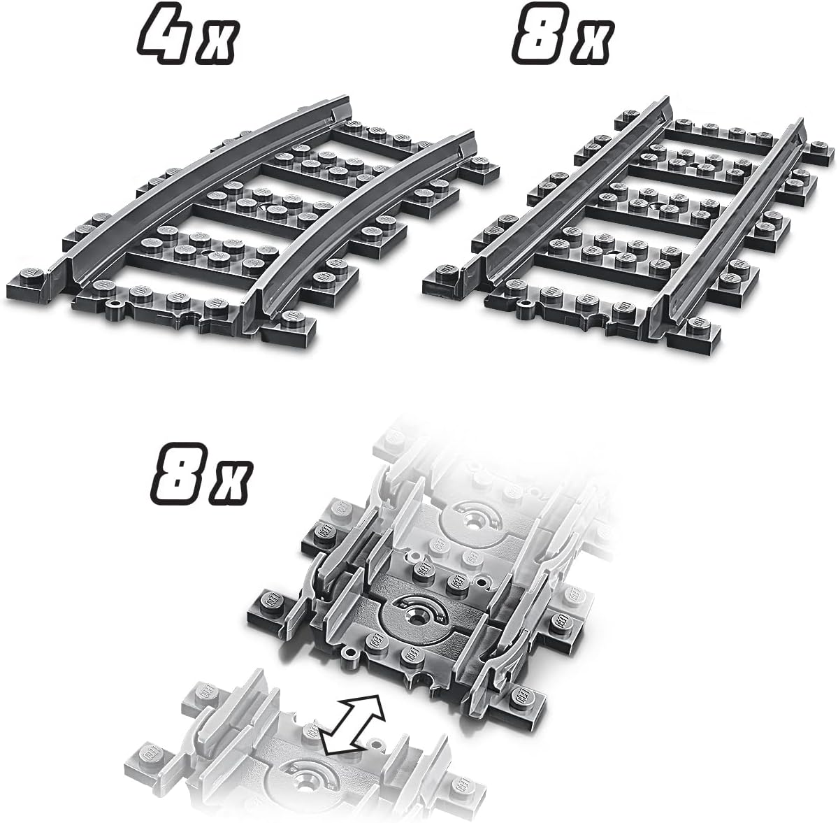 LEGO 60205 City Schienen, 20 Stück, Erweiterungsset für Kinder, Jungen und Mädchen, Spielzeug Set