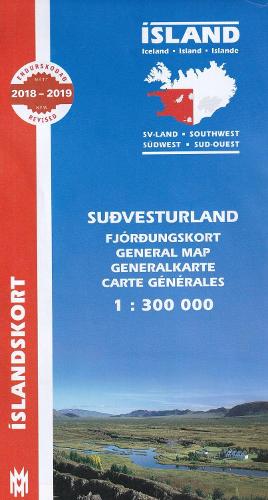 South West Iceland Map 1:300 000