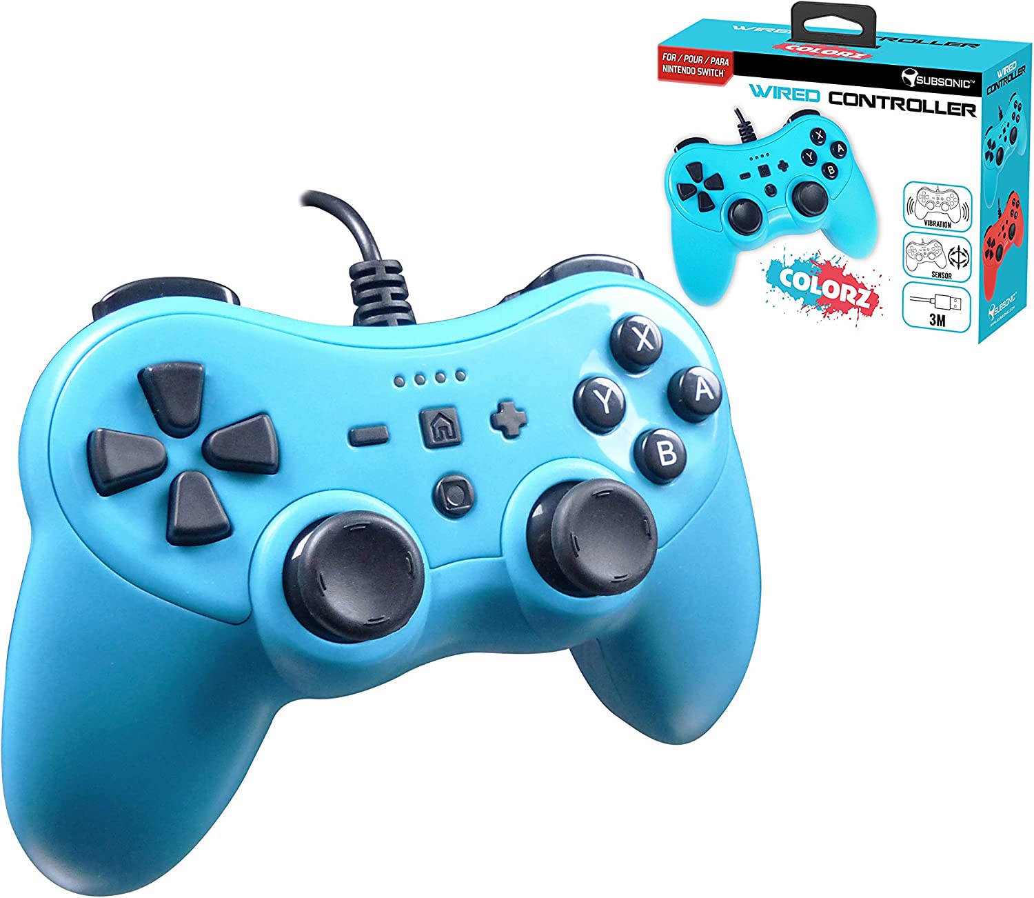 Subsonic Colours Controller (Nintendo Switch) ProS Wired Blue