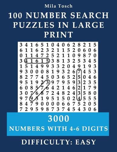 100 Number Search Puzzles in Large print