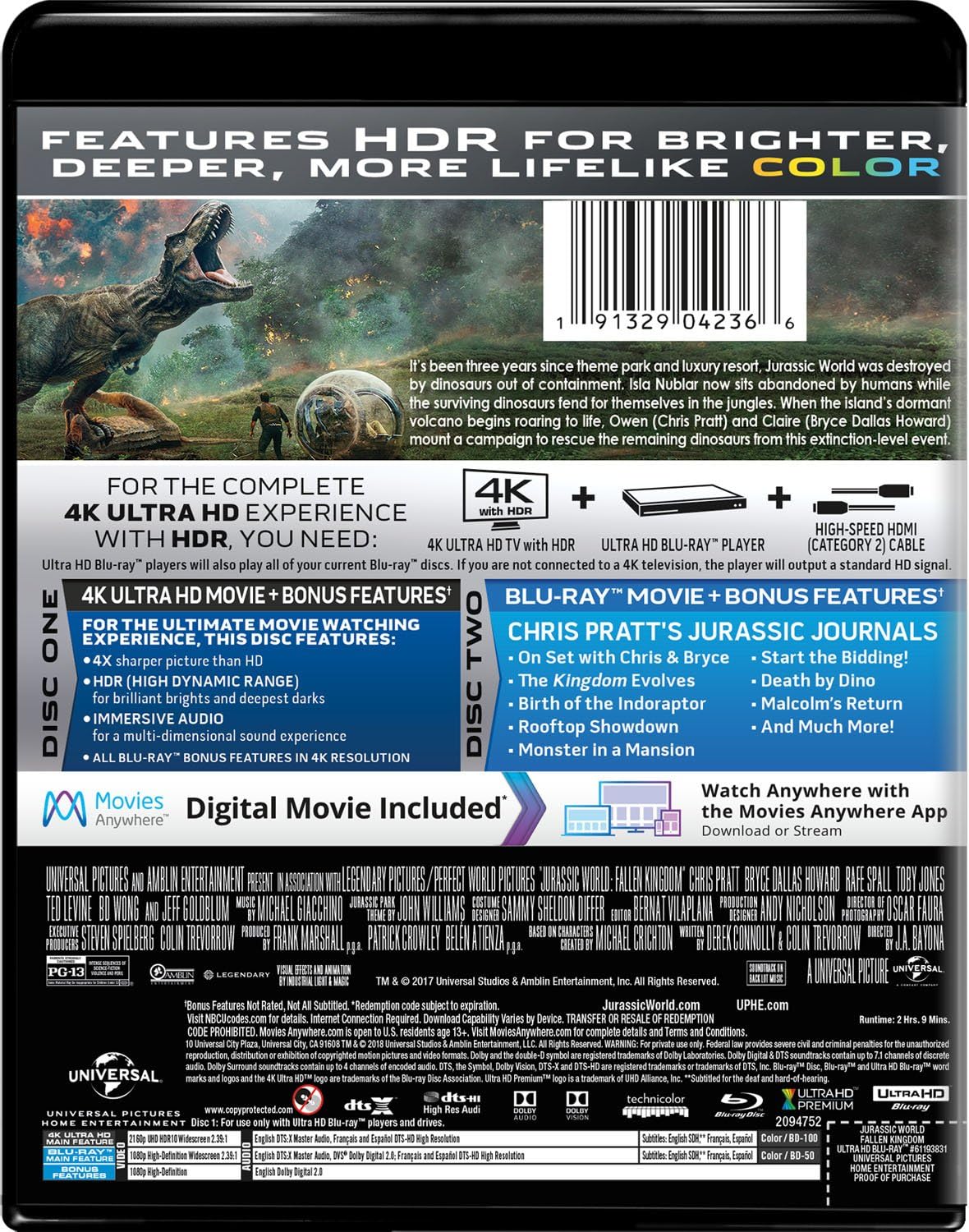 Jurassic World Fallen Kingdom 4k Uhd+Bluray 2018 Region Free Available Now!!!