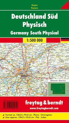 Germany South Map Flat in a Tube 1:500 000