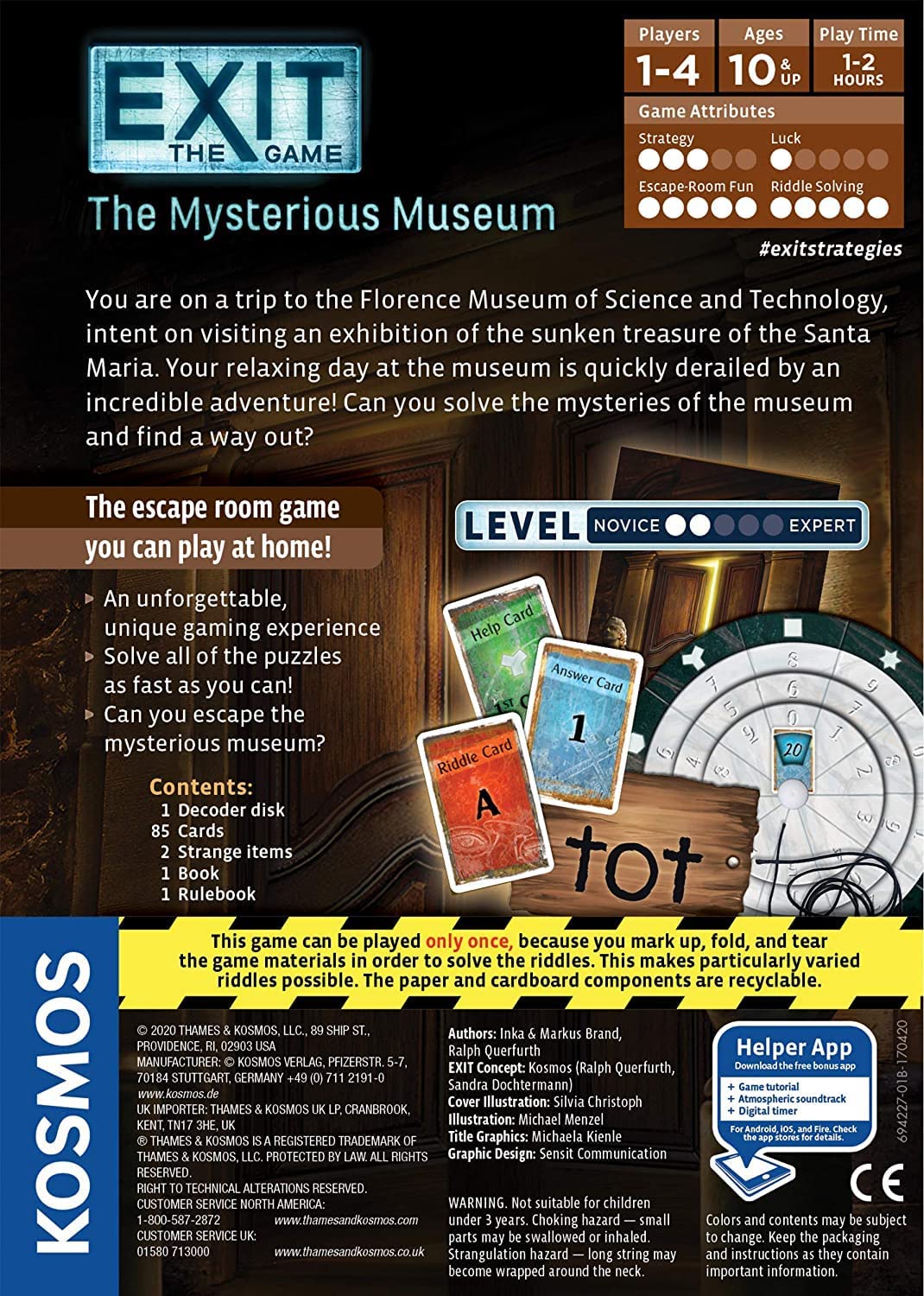 Thames & Kosmos - EXIT: The Mysterious Museum - Level: 2/5 - Unique Escape Room Game - 1-4 Players - Puzzle Solving Strategy Board Games for Adults & Kids, Ages 10+ - 694227