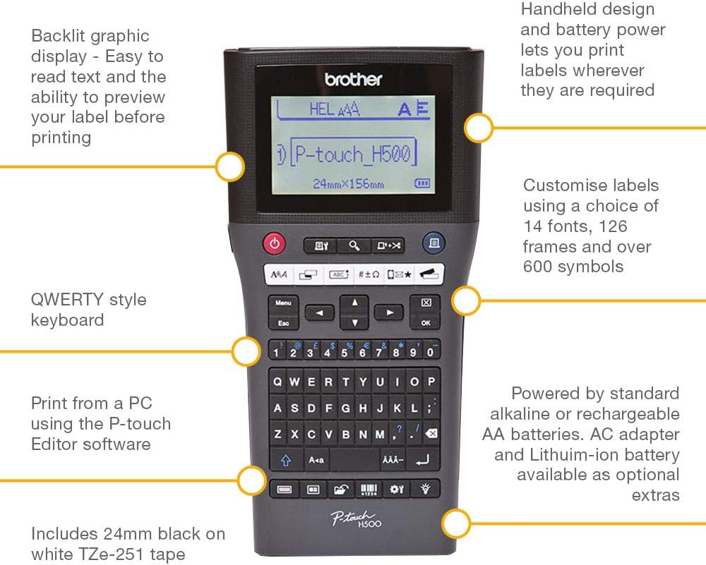 Brother PTH500 - Rotuladora electrónica portátil Profesional (conexión PC