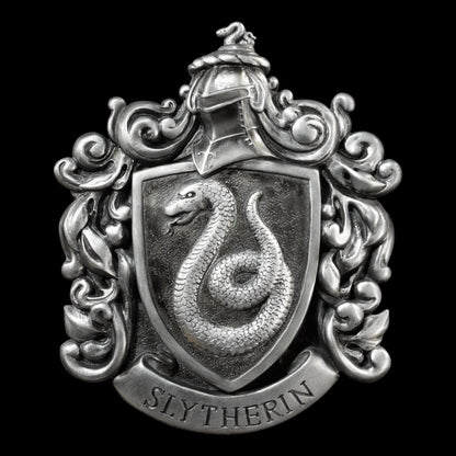 The Noble Collection Harry Potter Slytherin Crest Wall Art - 11in (28cm) Elegant Silver Resin Wall Plaque - Officially Licensed Film Set Movie Props Gifts