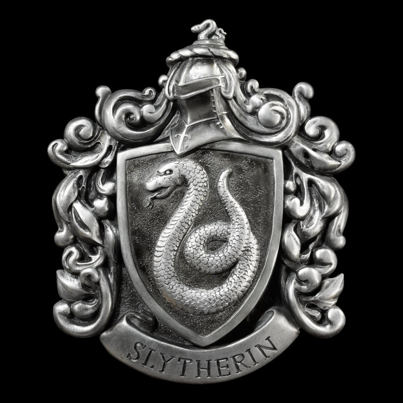 The Noble Collection Harry Potter Slytherin Crest Wall Art - 11in (28cm) Elegant Silver Resin Wall Plaque - Officially Licensed Film Set Movie Props Gifts