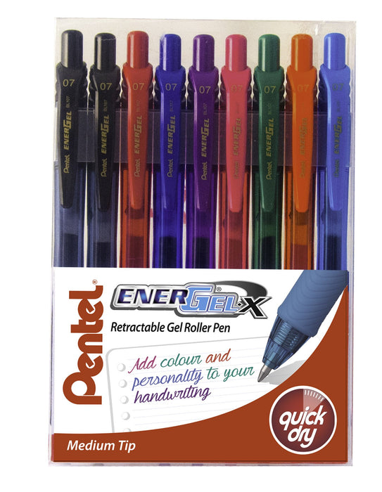 Pentel EnerGel X Pen with 0.7 mm Tip - Assorted Colours, YBL107/9-M