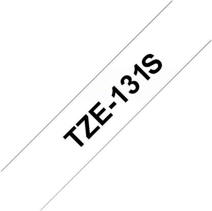 Brother TZe-131S Labelling Tape Cassette, Black on Clear, 12mm (W) x 4M (L), Laminated, Brother Genuine Supplies