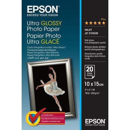 Epson - C13S041926BH - Supports d'impression Jet d'Encre - Papier Photo Ultra Glacé 10x15 (20 f.) - 250g