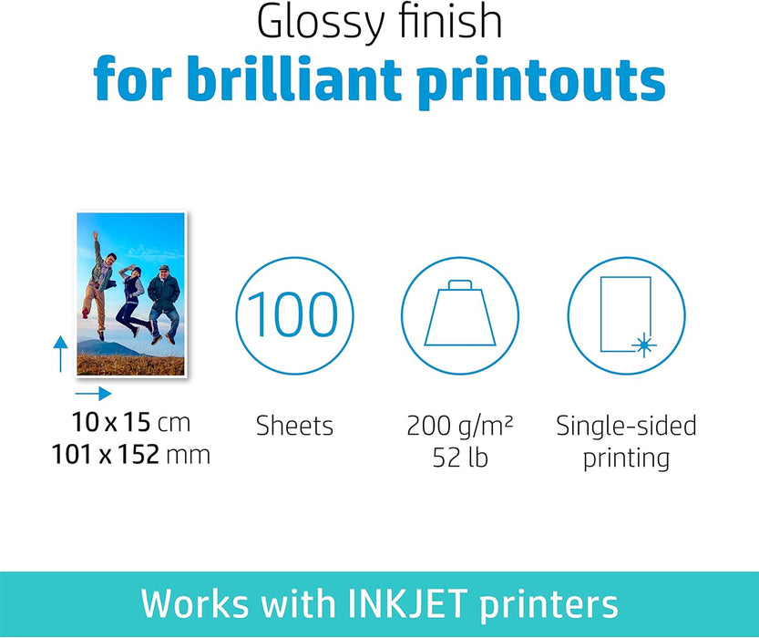 HP CR757A, 10 x 15 cm, Everyday Glossy Photo Paper, 200 gsm, 100 Sheets, White