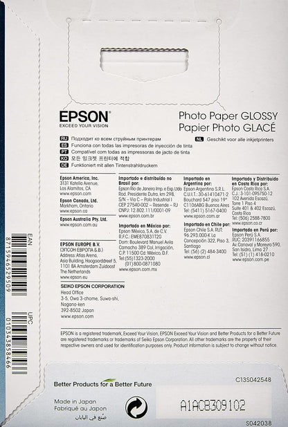 Epson C13S042548 Glossy Photo Paper (Pack of 100), White, 10 x 15 cm