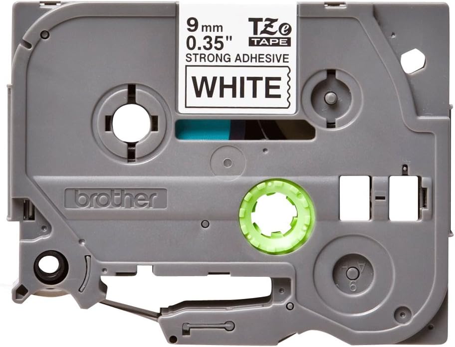 Brother TZe-S221 Labelling Tape Cassette, Black on White, 9mm (W) x 8M (L), Strong Adhesive, Brother Genuine Supplies