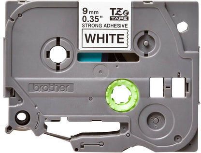 Brother TZe-S221 Labelling Tape Cassette, Black on White, 9mm (W) x 8M (L), Strong Adhesive, Brother Genuine Supplies