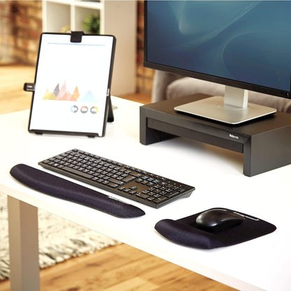 Fellowes PlushTouch Keyboard Wrist Rest, Featuring Microban Antimicrobial Protection, Black, 9252103