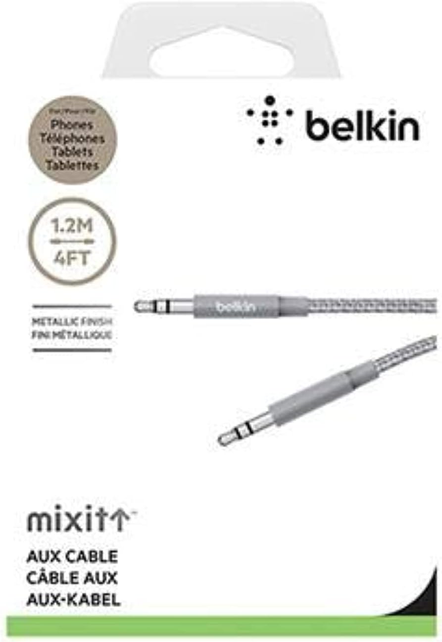 Belkin Premium 3.5 mm Braided Tangle Free Aux Cable with Aluminuim Connec