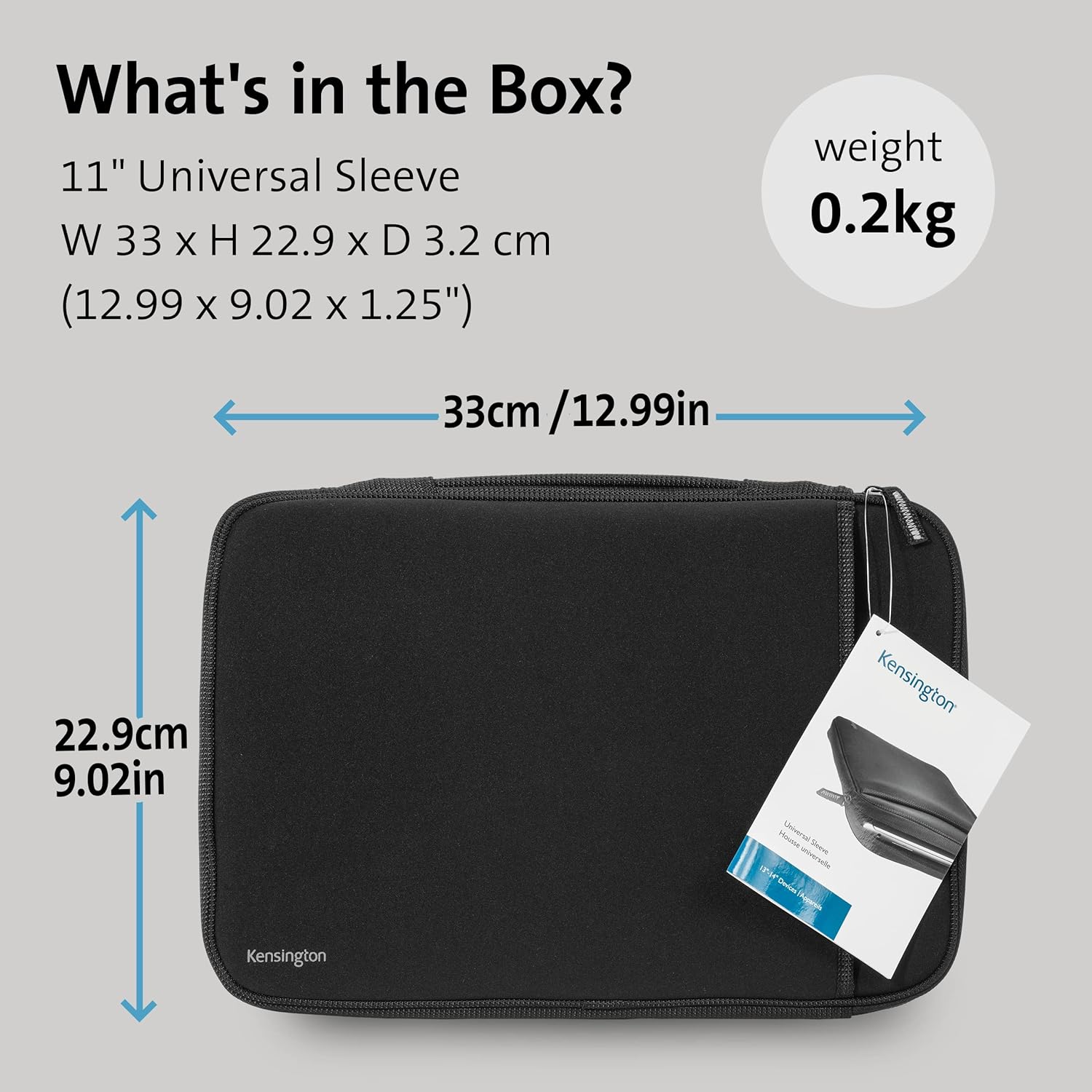 Kensington Universal Laptop Sleeve - Neoprene Laptop Case for 11.6" inch devices - Protection for MacBook Air, HP laptop, Dell laptop, ChromeBook, Microsoft Surface, notepad & tablets (K62609WW
