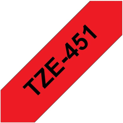 Brother Tze - 451 Labelling Tape Cassette, Black on Red, 24 mm (W) x 8M (L), Laminated, Brother Genuine Supplies