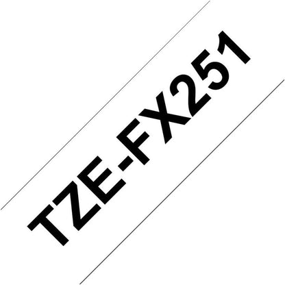Brother TZe-FX251 Labelling Tape Cassette, Black on White, 24mm (W) x 8M (L), Flexible ID, Brother Genuine Supplies