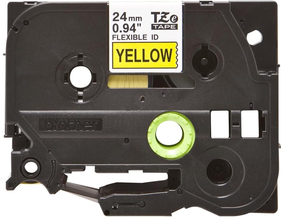 Brother TZe-FX651 Labelling Tape Cassette, Black on Yellow, 24mm (W) x 8M (L), Flexible ID, Brother Genuine Supplies