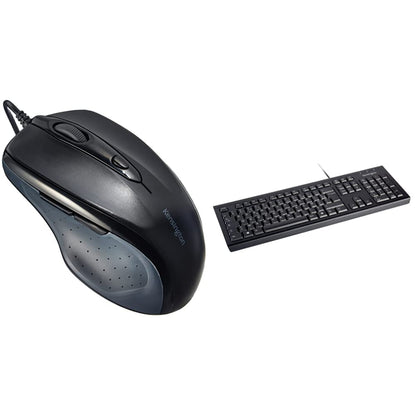 Kensington ProFit Mouse - Full-Sized 5-Button Optical Wired Mouse - Black (K72369EU) & ValuKeyboard - wired keyboard for PC, Laptop, Desktop PC, Computer, notebook. USB Keyboard - Black (1500109BUK