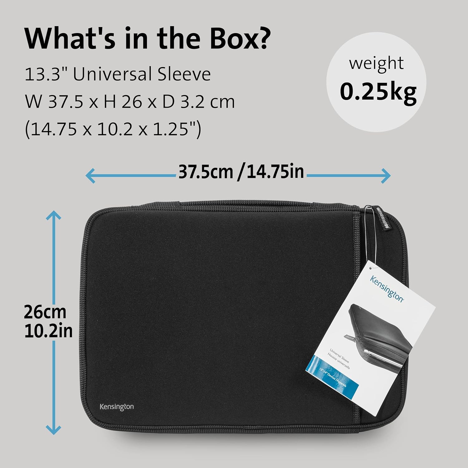 Kensington K62610WW Universal Sleeve, Black, 14"/35.5cm