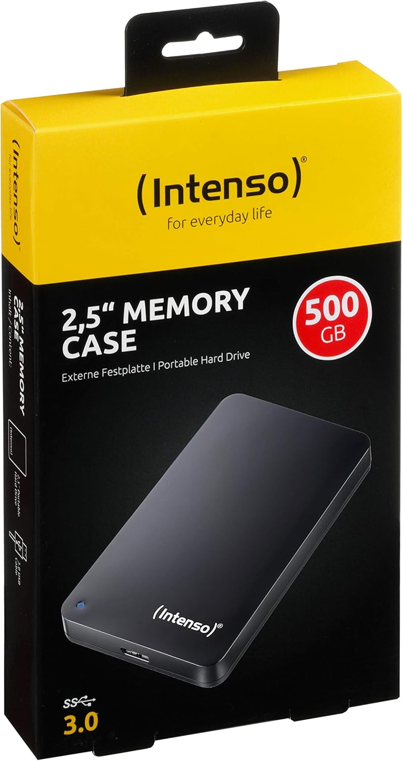 Intenso 6021530 500GB Memory Case USB 3.0 5400rpm 2.5 Inch External Hard Drive - Black