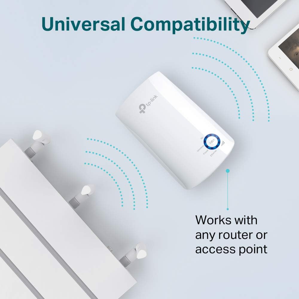 TP-Link TL-WA850RE N300 Universal Range Extender, Broadband/Wi-Fi Extender, Wi-Fi Booster/Hotspot with 1 Ethernet Port, Plug and Play, Built-in Access Point Mode, UK Plug, White