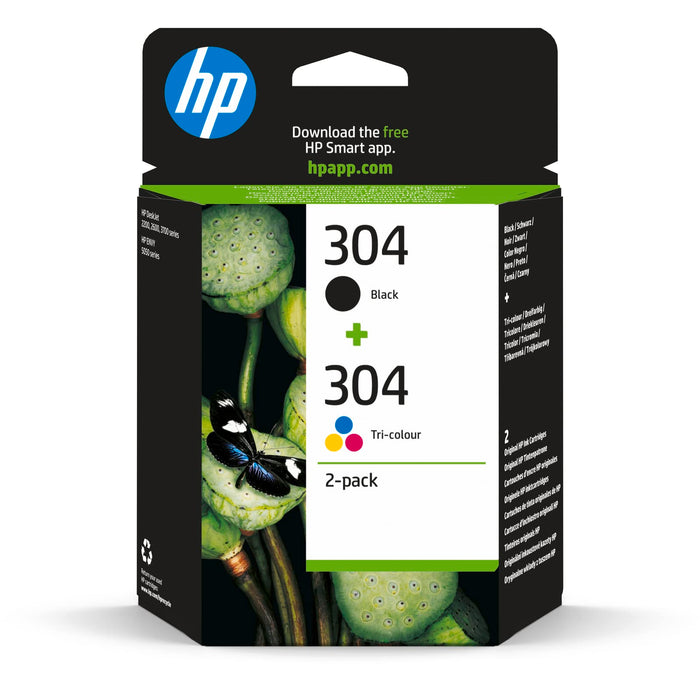 HP 304 Tri-colour and Black Original Ink Cartridge 3JB05AE, 2 Count (Pack of 1