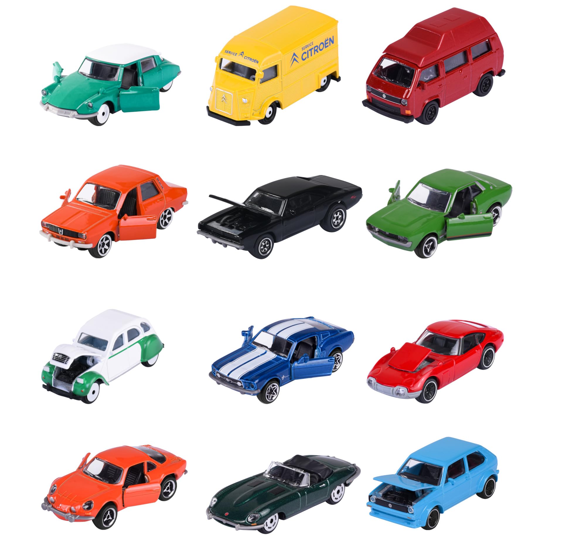 Majorette- Coche Vintage de Juguete en Metal Fundido a Presión, Recibirá 1 de entre 6 Coches al Azar, Escala 1:64 (7,5 cm), Con tarjeta de coleccionista, A Partir de 3 años (212052010)