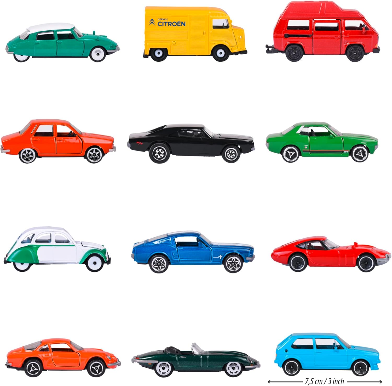 Majorette- Coche Vintage de Juguete en Metal Fundido a Presión, Recibirá 1 de entre 6 Coches al Azar, Escala 1:64 (7,5 cm), Con tarjeta de coleccionista, A Partir de 3 años (212052010)