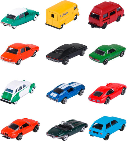 Majorette- Coche Vintage de Juguete en Metal Fundido a Presión, Recibirá 1 de entre 6 Coches al Azar, Escala 1:64 (7,5 cm), Con tarjeta de coleccionista, A Partir de 3 años (212052010)