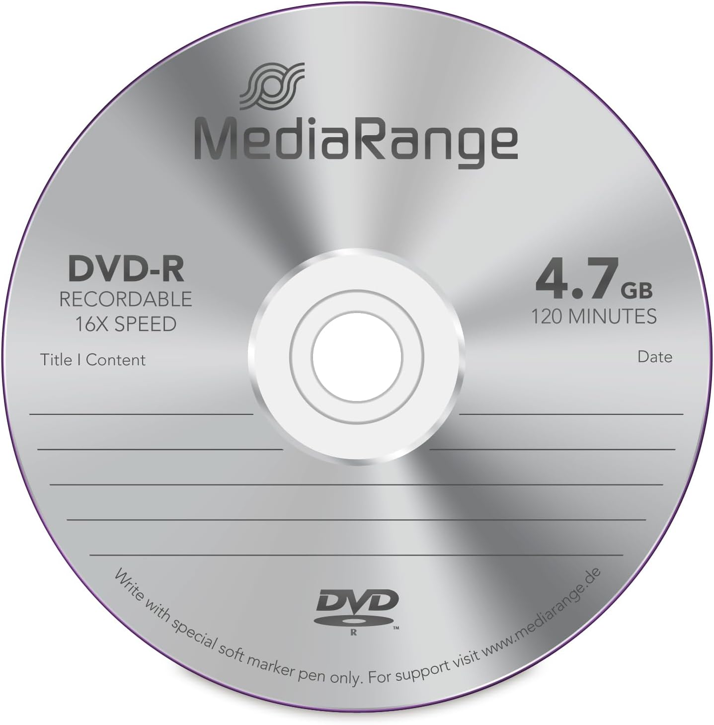 MediaRange MR403 DVD-R 4.7GB 16x (25) Cake Box once writable