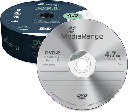 MediaRange MR403 DVD-R 4.7GB 16x (25) Cake Box once writable