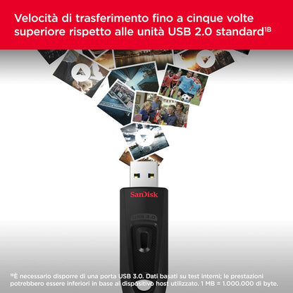SanDisk Ultra 16 GB USB Flash Drive USB 3.0 Up to 130 MB/s Read, Black