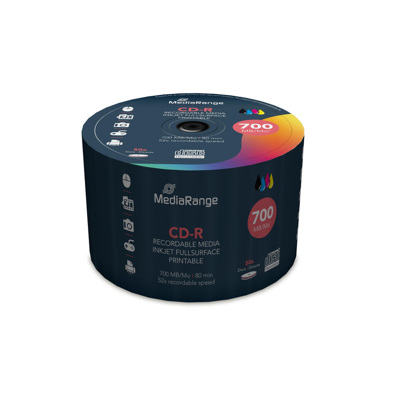 MediaRange MR208 CDR80 700MB 52x (50) white Cake Box ink jet printable