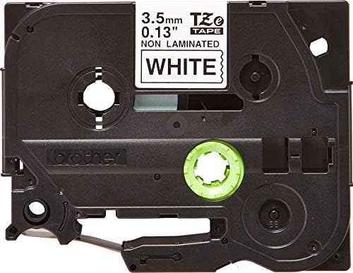 Brother TZe-N201 Labelling Tape Cassette, Black on White, 3.5mm (W) x 8M (L), Non-Laminated, Brother Genuine Supplies, TZEN201