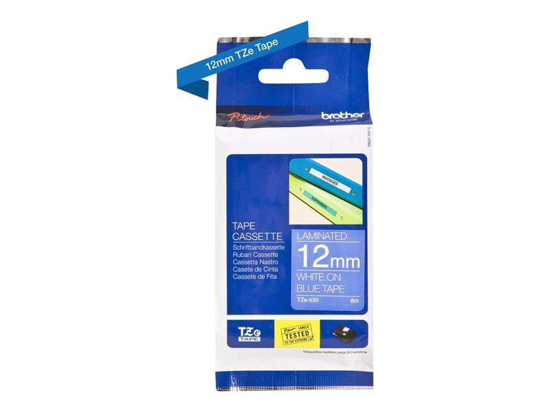 Brother TZe-535 Labelling Tape Cassette, 12 mm (W) x 8 m (L), Laminated, Brother Genuine Supplies