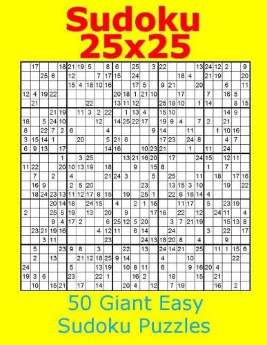 Sudoku 25x25 50 Giant Easy Sudoku Puzzles