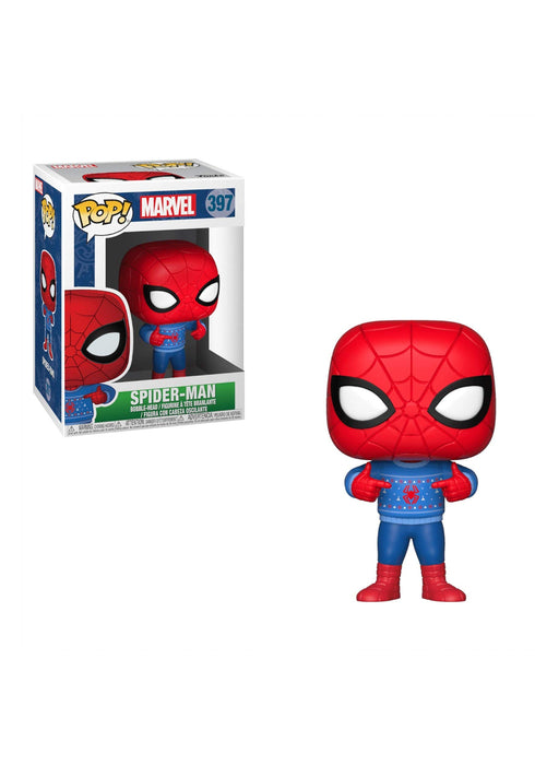 Funko POP! Bobble: Marvel: Holiday Spider-Man With Ugly Sweater - Marvel Comics - Collectable Vinyl Figure - Gift Idea - Official Merchandise - Toys for Kids & Adults - Comic Books Fans