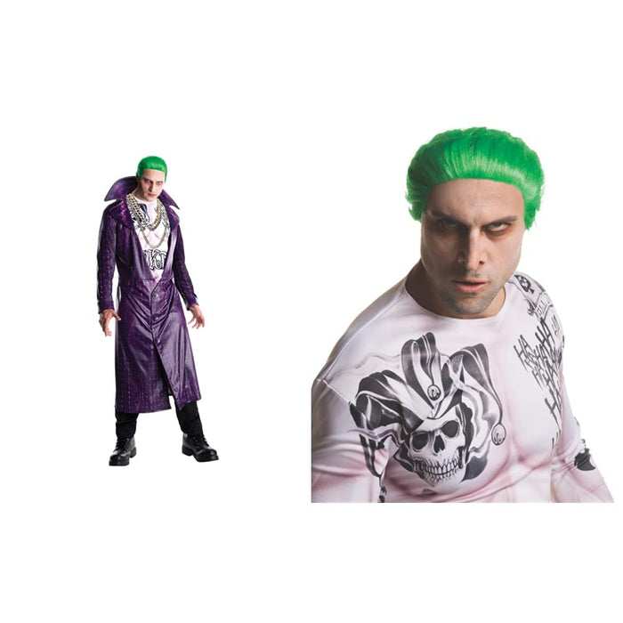 Rubie's 820116SXL Suicide Squad Joker Costume, Adult, X-Large , Gold & Official The Joker's Wig Mens Fancy Dress Halloween Villain Suicide Squad Costume Wig