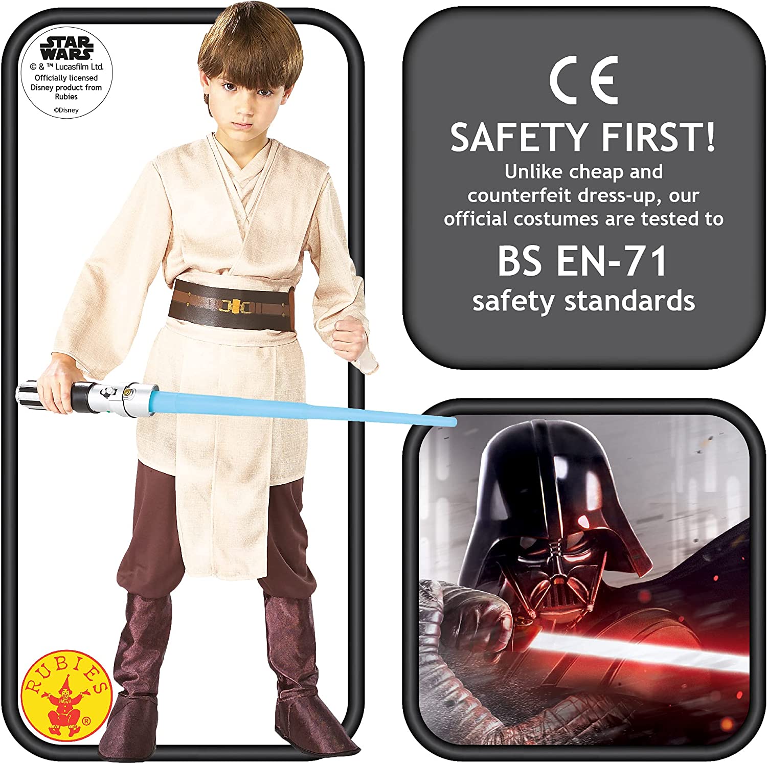 Rubie's Official Disney Star Wars Jedi Deluxe Child Costume, Kids Fancy Dress 5-6 Years