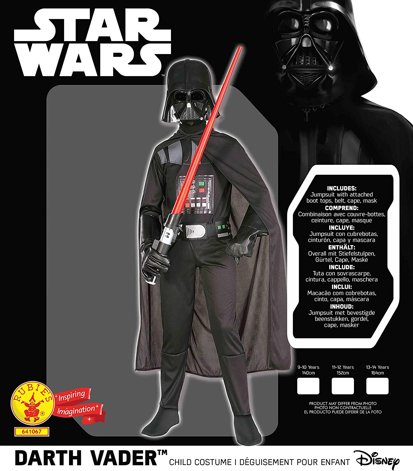 Rubie's Official Disney Star Wars Darth Vader Classic Child Costume, Kids Fancy Dress
