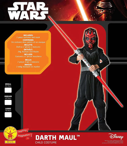Rubie's Official Disney Star Wars Darth Maul, Child Costume - Large Ages 7 -8 , Black