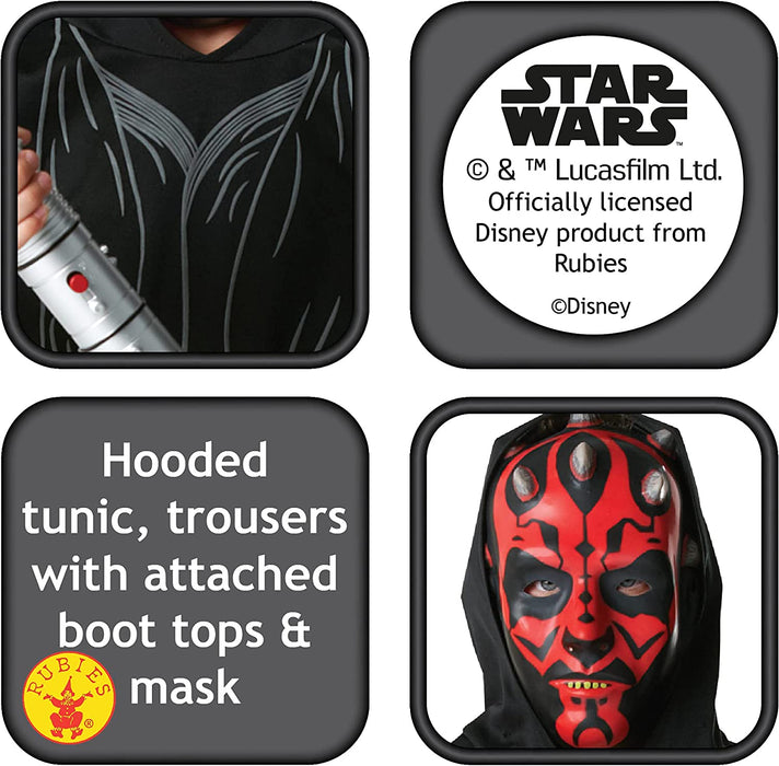 Rubie's Official Disney Star Wars Darth Maul, Child Costume - Large Ages 7 -8 , Black