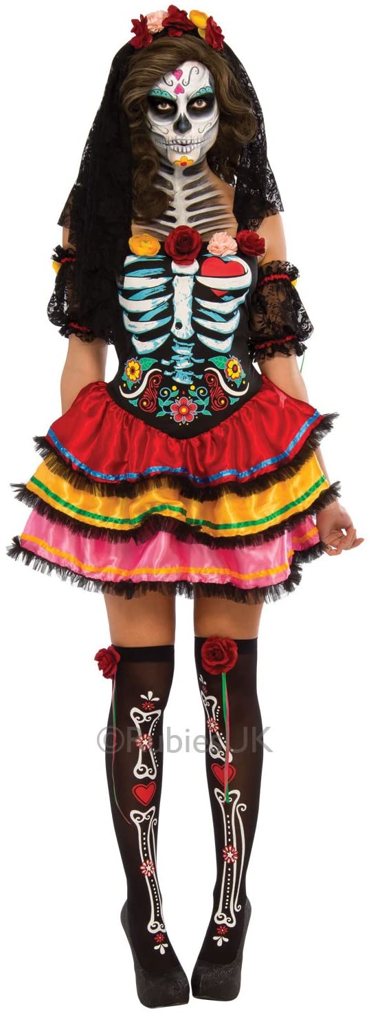 Rubie's Official Day of the Dead Senorita Ladies Fancy Dress Halloween Skeleton Womens Costume